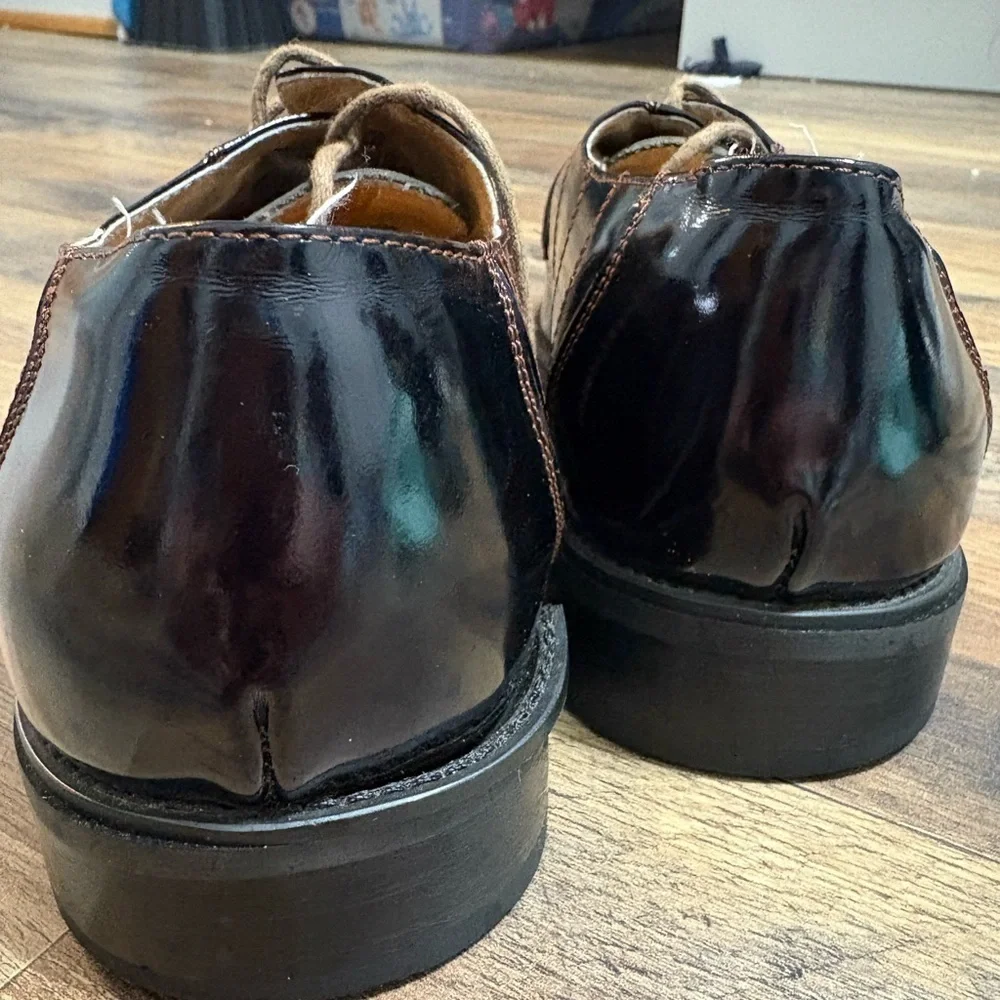 ZOTA Classic Men’s Patent Leather Oxfords – Size 11 – Rich Espresso Gloss 🤎